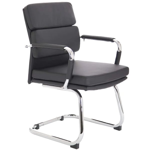 Abingdon Leather Office Chair With Chrome Legs In Black | Bed Sava