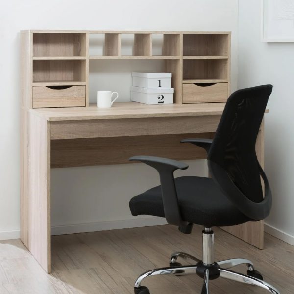 Abingdon Wooden Laptop Desk With 2 Drawers In Light Oak | Bed Sava