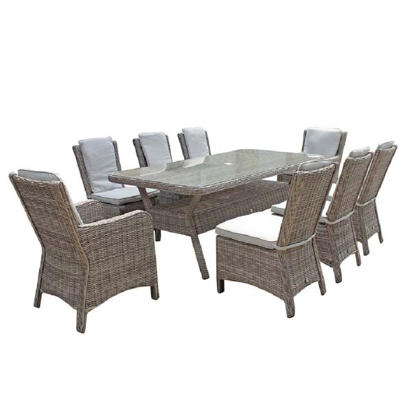 Aboba Glass Garden Dining Set With 2 Armchairs 6 Chairs In Grey | Bed Sava