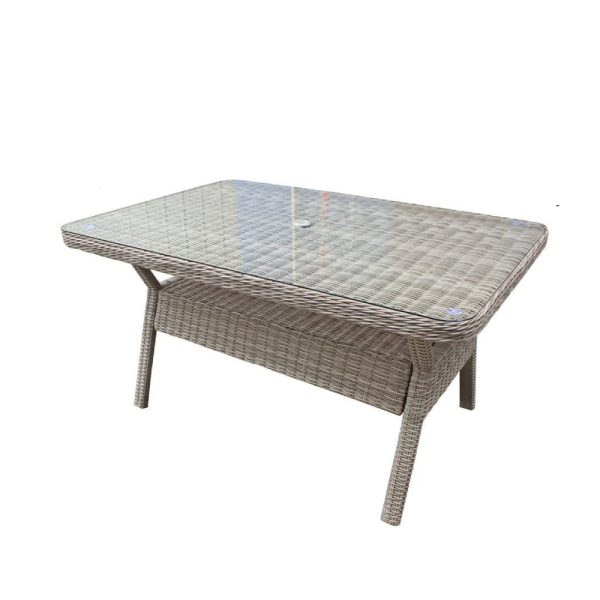 Abobo Small Glass Top Garden Rectangular Dining Table In Grey | Bed Sava