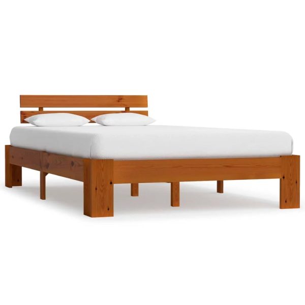 Absecon Wooden Small Double Bed In Honey Brown | Bed Sava