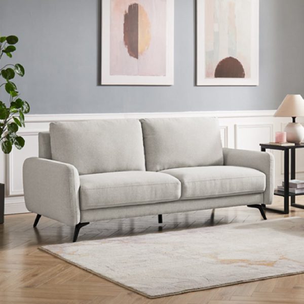 Beloit Fabric 3 Seater Sofa With Black Legs In Oatmeal | Bed Sava