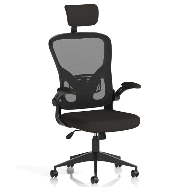 Accord Fabric Office Chair With Folding Arms In Black | Bed Sava