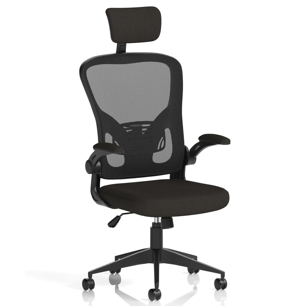 Accord Fabric Office Chair With Folding Arms In Black