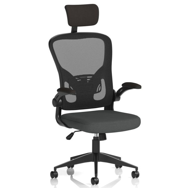 Accord Fabric Office Chair With Folding Arms In Mussel | Bed Sava