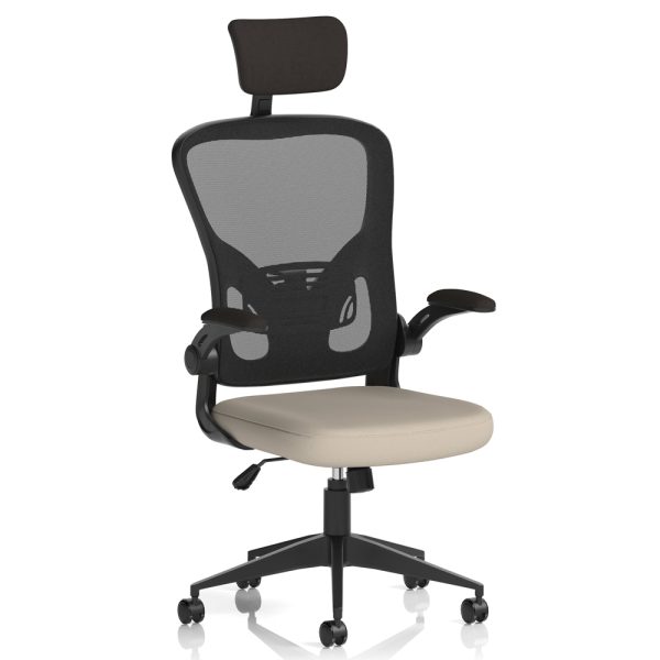 Accord Fabric Office Chair With Folding Arms In Salt | Bed Sava