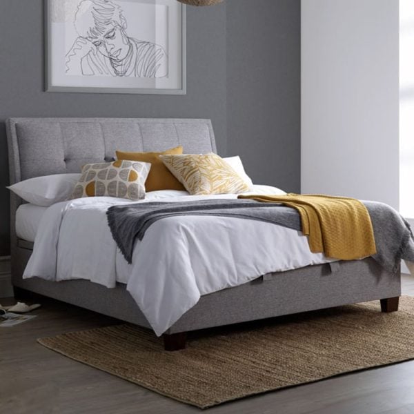 Accord Fabric Ottoman Storage Double Bed In Grey | Bed Sava