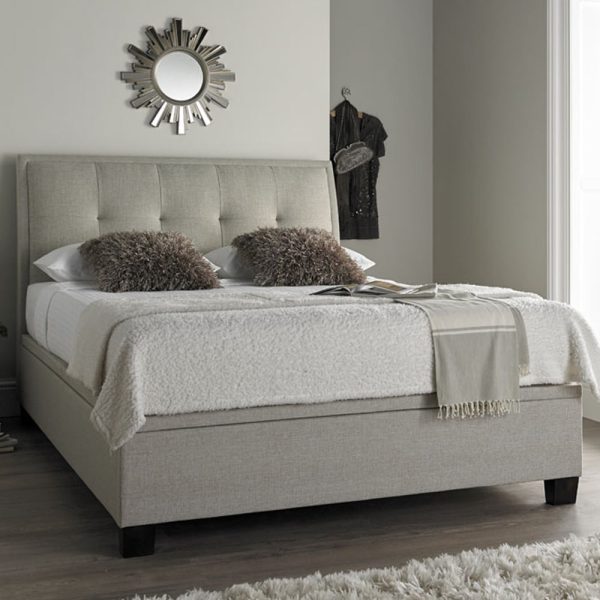 Accord Fabric Ottoman Storage Double Bed In Oatmeal | Bed Sava