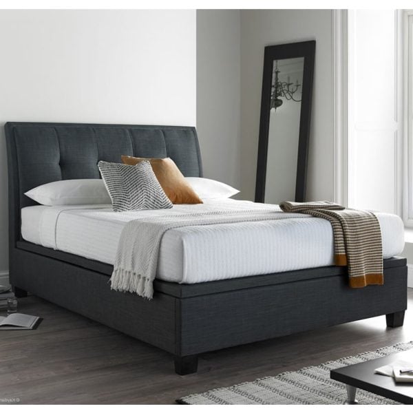 Accord Fabric Ottoman Storage Double Bed In Slate | Bed Sava