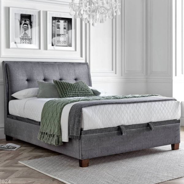 Accord Fabric Ottoman Storage King Size Bed In Vogue Grey | Bed Sava
