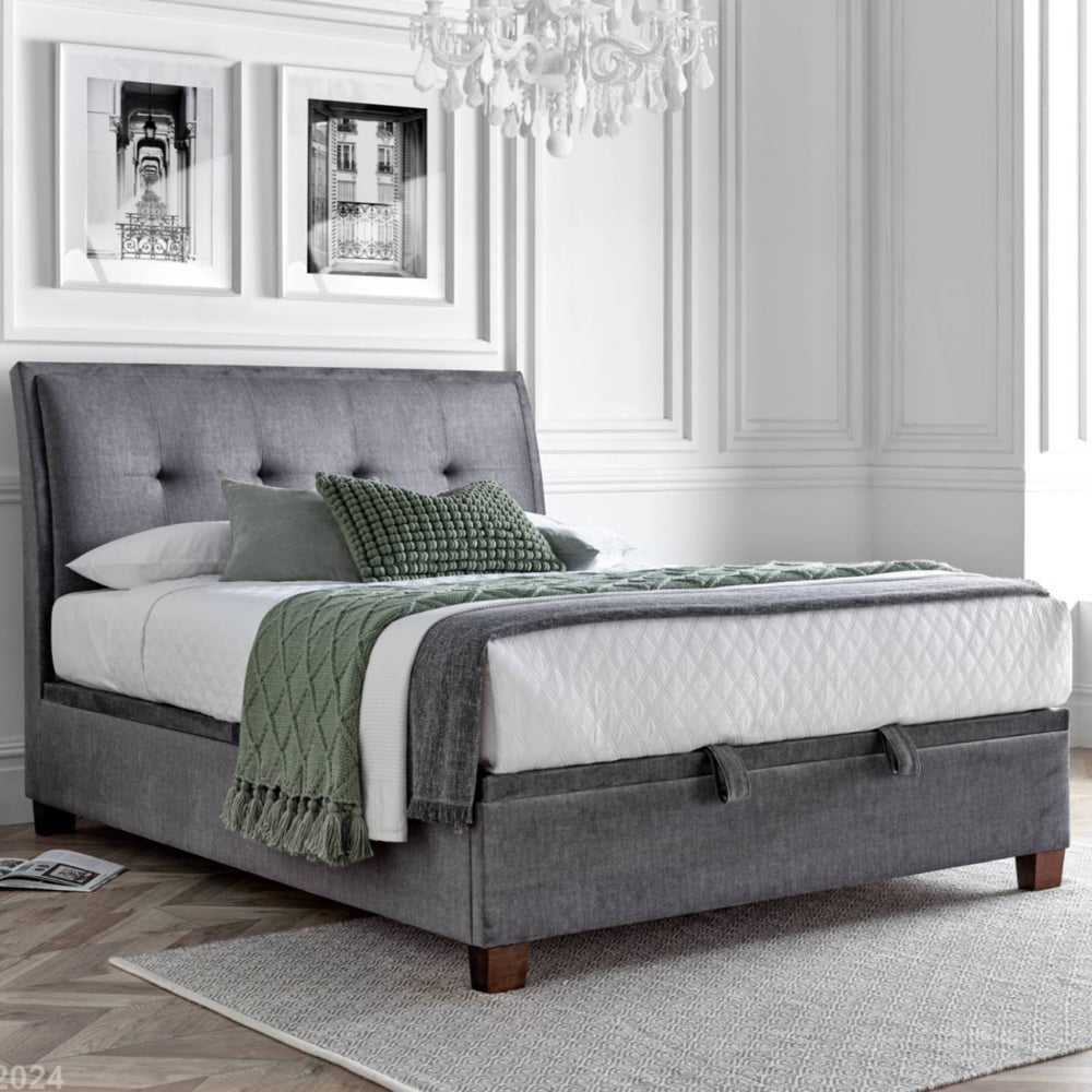 Accord Fabric Ottoman Storage King Size Bed In Vogue Grey