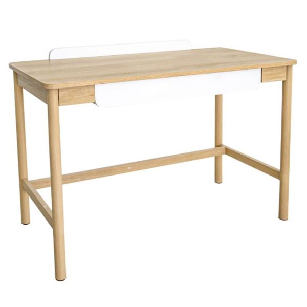Accord Wooden Laptop Desk With 1 Drawer In Oak And Beige | Bed Sava