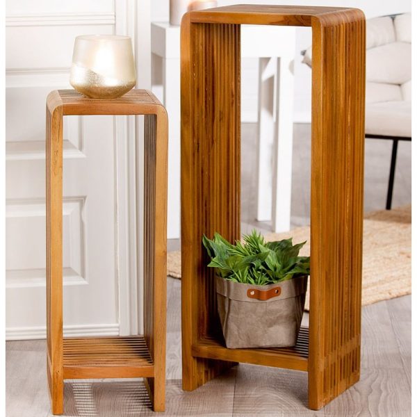 Accord Wooden Set Of 2 Decorative Pillar In Natural | Bed Sava