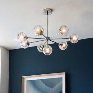 Accra 8 Lights Semi Flush Ceiling Light In Bright Nickel | Bed Sava