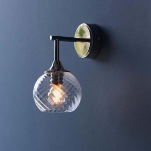 Accra Clear Spiral Glass Shade Wall Light In Bright Nickel | Bed Sava