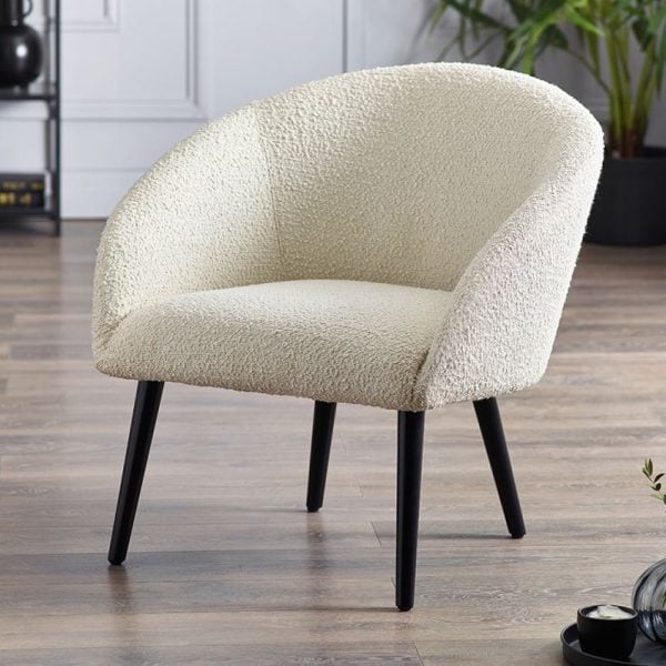 Acelynn Fabric Accent Chair In Ivory | Bed Sava