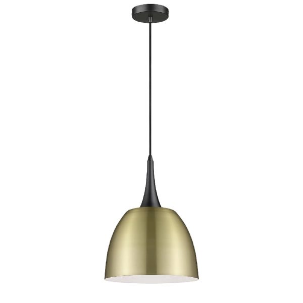 Acton Antique Brass Shade Pendant Light In Matt Black | Bed Sava