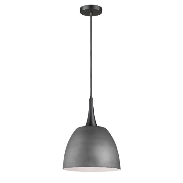 Acton Cement Shade Pendant Light In Matt Black | Bed Sava