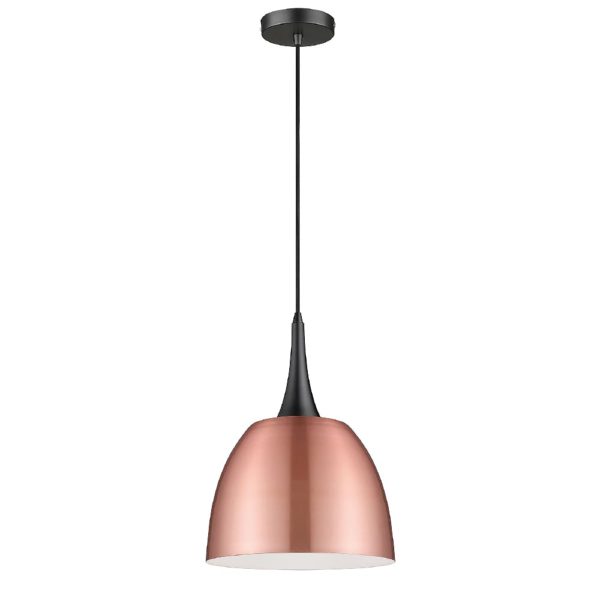 Acton Copper Shade Pendant Light In Matt Black | Bed Sava