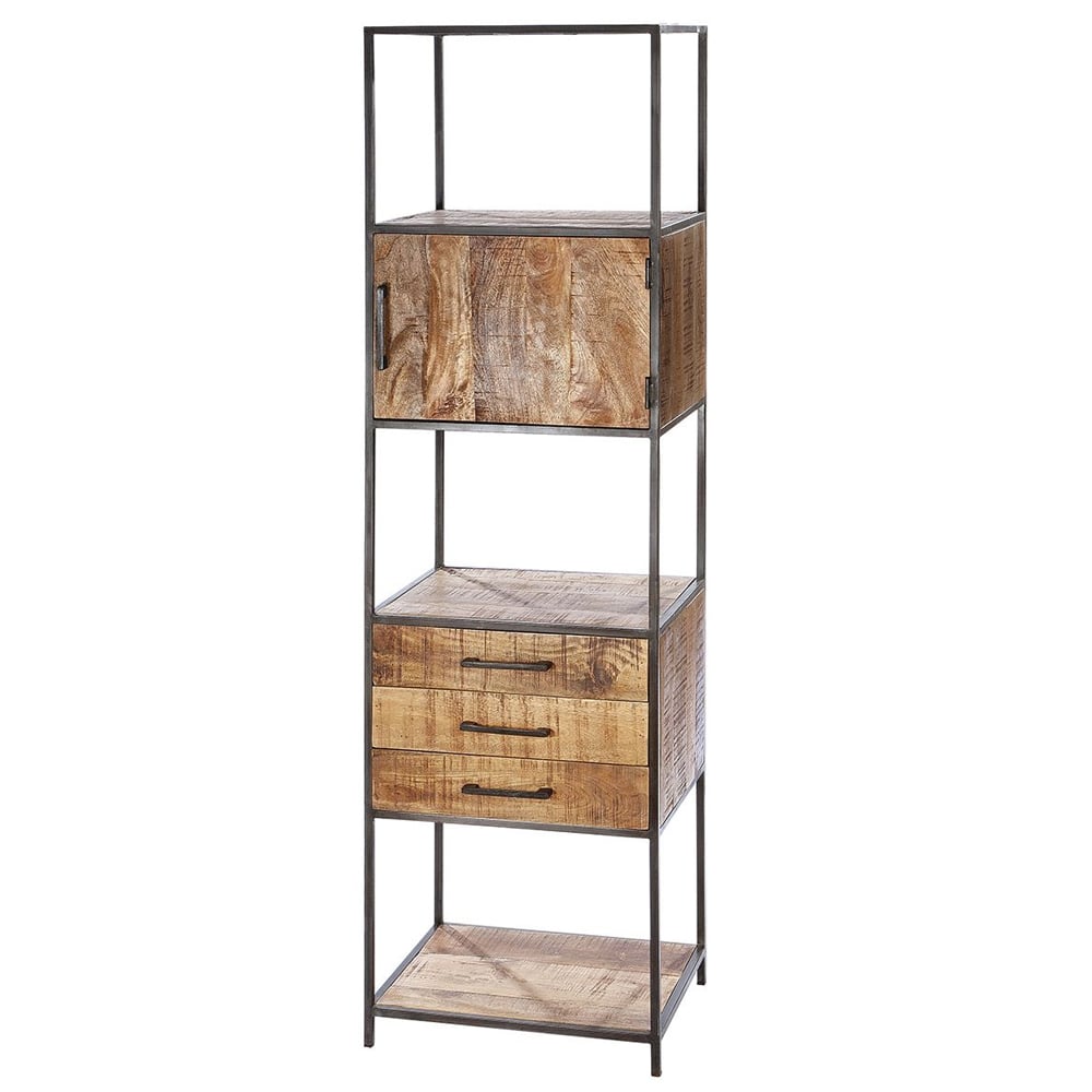 Adel Wooden Shelving Unit With 1 Door 3 Drawers In Natural