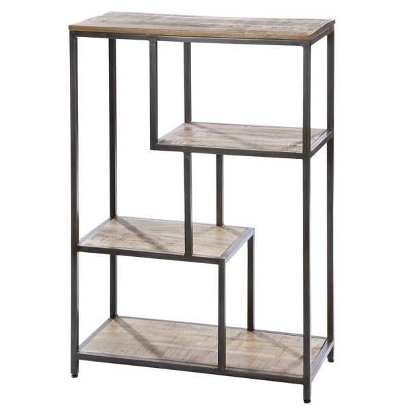 Adel Wooden Shelving Unit With Metal Frame In Natural | Bed Sava