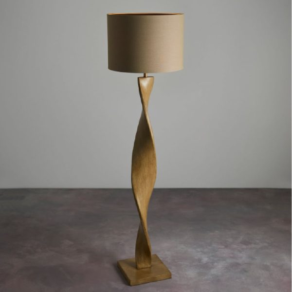 Adelaide Fabric Floor Lamp Table In Natural And Oak | Bed Sava