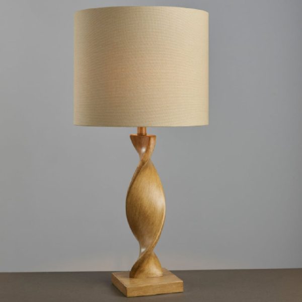 Adelaide Fabric Lamp Table In Natural And Oak | Bed Sava