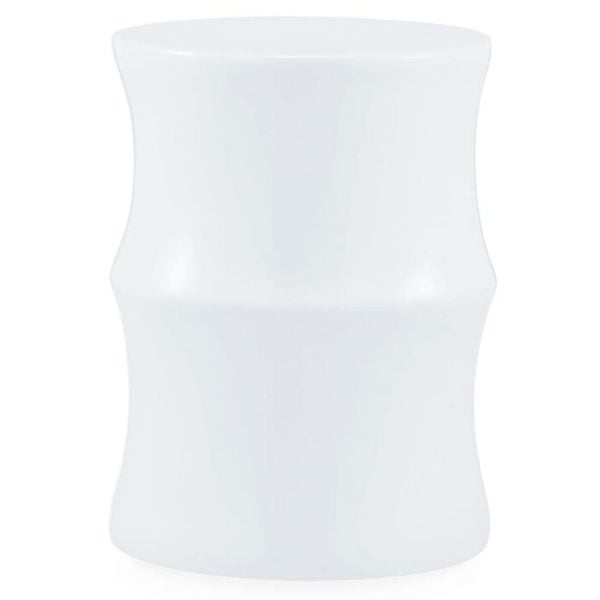 Adkins High Gloss Round Lamp Table In White | Bed Sava