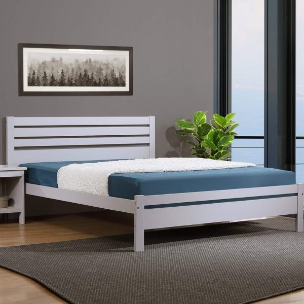 Adkins Wooden Double Bed In Grey | Bed Sava