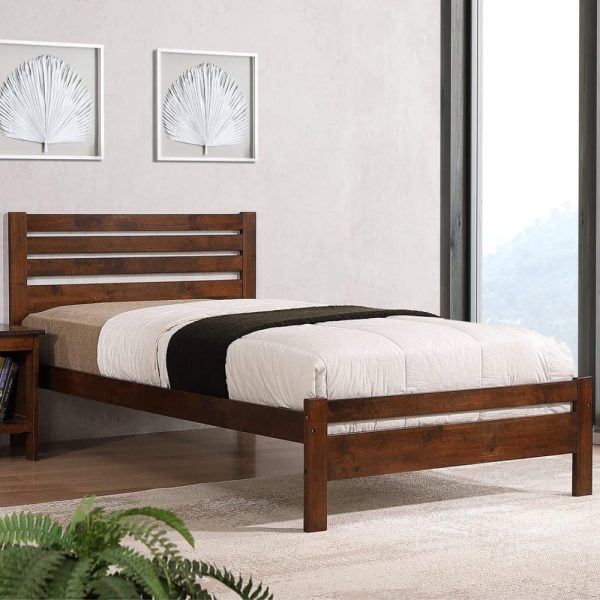Adkins Wooden Single Bed In Antique Oak | Bed Sava