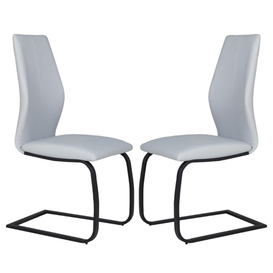 Adoncia Silver Faux Leather Dining Chairs In Pair