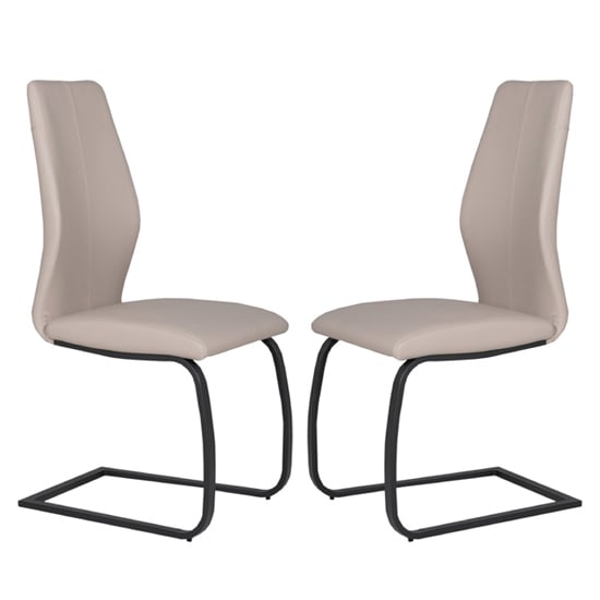 Adoncia Taupe Faux Leather Dining Chairs In Pair