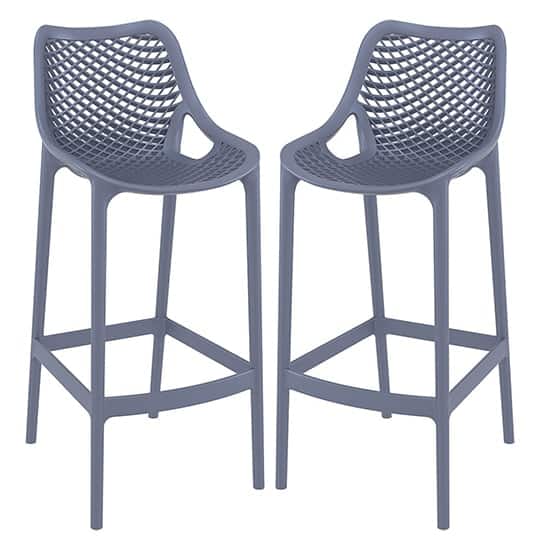 Adrian Grey Polypropylene And Glass Fiber Bar Chairs In Pair