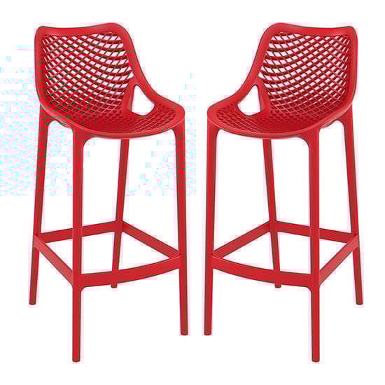 Adrian Red Polypropylene And Glass Fiber Bar Chairs In Pair