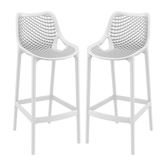 Adrian White Polypropylene And Glass Fiber Bar Chairs In Pair