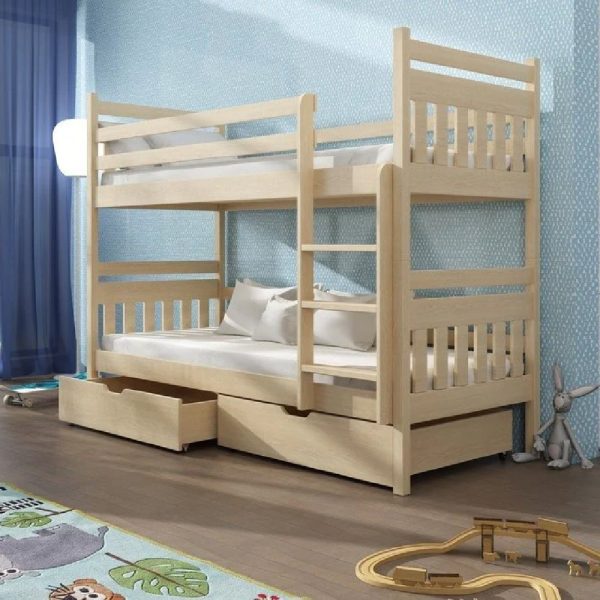 Adrian Wooden Bunk Bed With Foam Mattress In Pine | Bed Sava