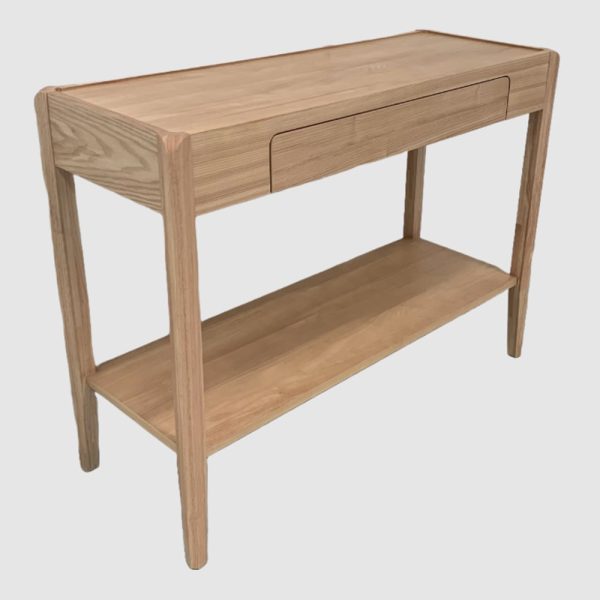 Adrian Wooden Rectangular Console Table With 1 Drawer In Natural | Bed Sava