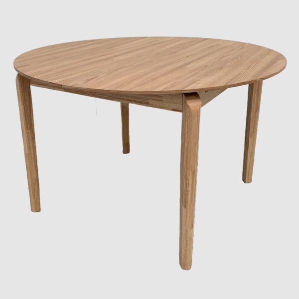 Adrian Wooden Round Extending Dining Table In Natural | Bed Sava