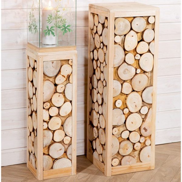 Adrian Wooden Set Of 2 Decorative Pillar In Natural | Bed Sava