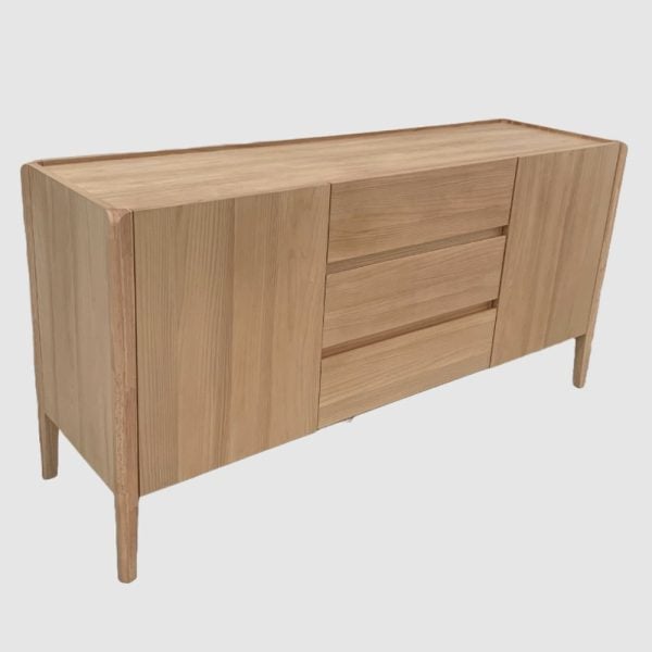 Adrian Wooden Sideboard With 2 Doors And 3 Drawers In Natural | Bed Sava