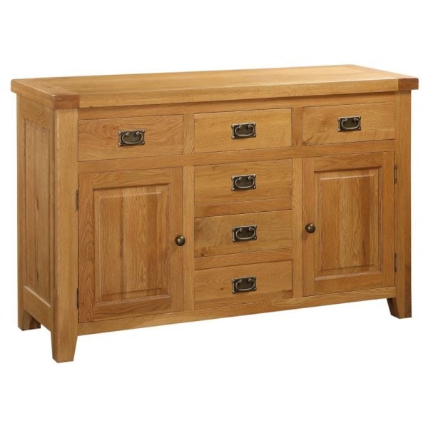 Adriel Wooden Sideboard With 2 Doors 6 Drawers In Light Oak | Bed Sava