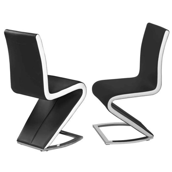 Aelia Black White PU Leather Dining Chairs In Pair | Bed Sava