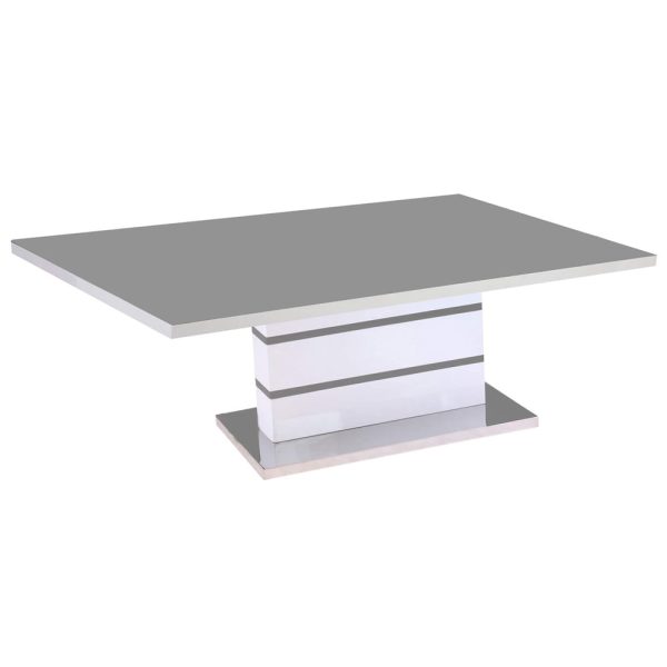 Aelia Grey Glass Top Coffee Table With White High Gloss Base | Bed Sava