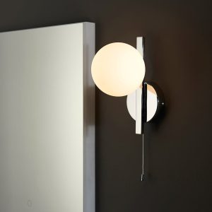 Afton Matt Opal Glass Shade Bathroom Wall Light In Chrome | Bed Sava