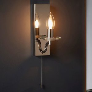 Afton Rectangular Crystal Pan Bathroom Wall Light In Chrome | Bed Sava
