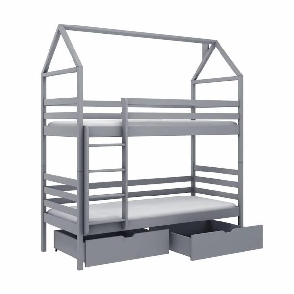 Agnano Wooden Bunk Bed Without Mattress And Storage In Grey | Bed Sava