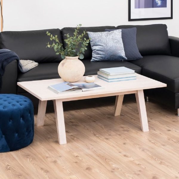 Agnano Wooden Coffee Table Rectangular In White Oak | Bed Sava