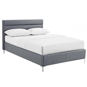 Agneza PU Leather Double Bed In Grey | Bed Sava