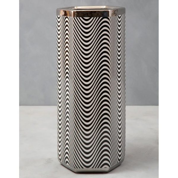 Aiken Ceramic Umbrella Stand In Black And White | Bed Sava
