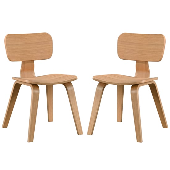 Aiken Oak Wooden Dining Chairs In Pair